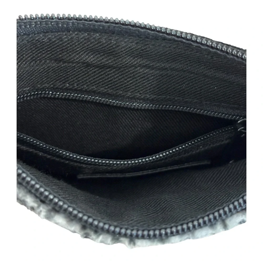 Fossil Crossbody Purse Black Suede Animal Print Fringe‎ Inside Zipper Pocket